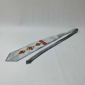 Claudio Nucci Men's Neck Tie Gray Red Yellow Floral Diamond